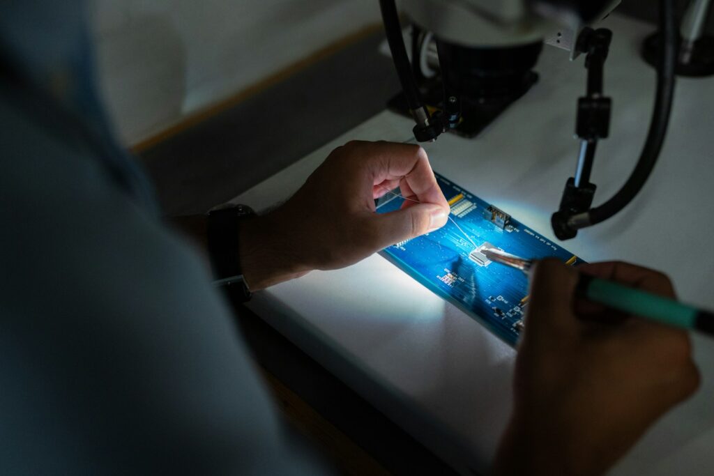 Technician working on an electrical and technology installation
